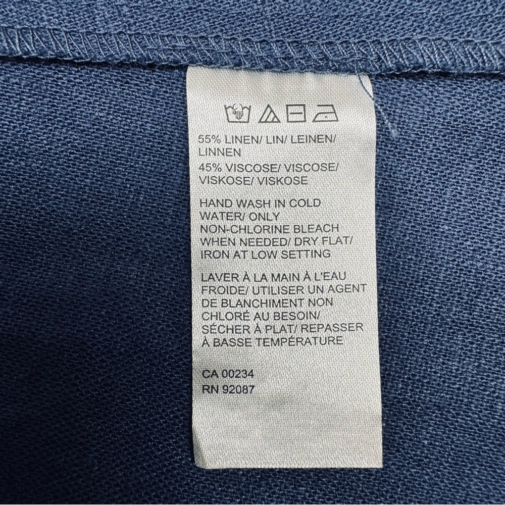 Saks Fifth Avenue Linen Off Shoulder Dress Size 14 Blue Sustainable Cottagecore - Picture 7 of 10